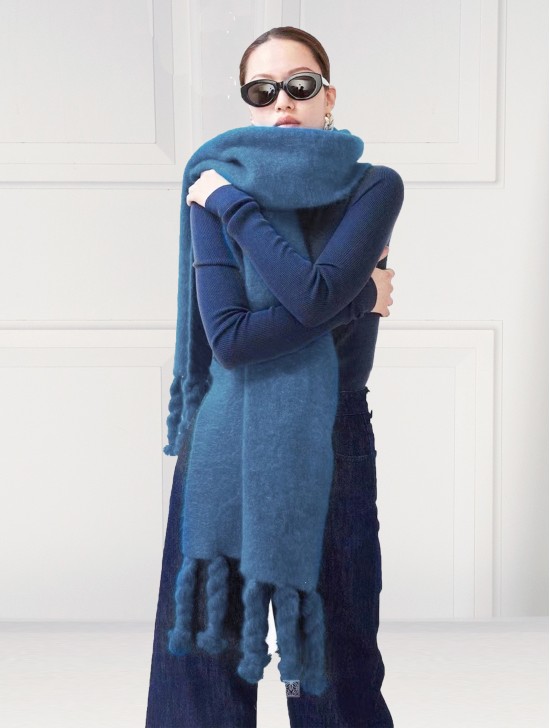 Solid Blanket Scarf W/ Twisted Tassels